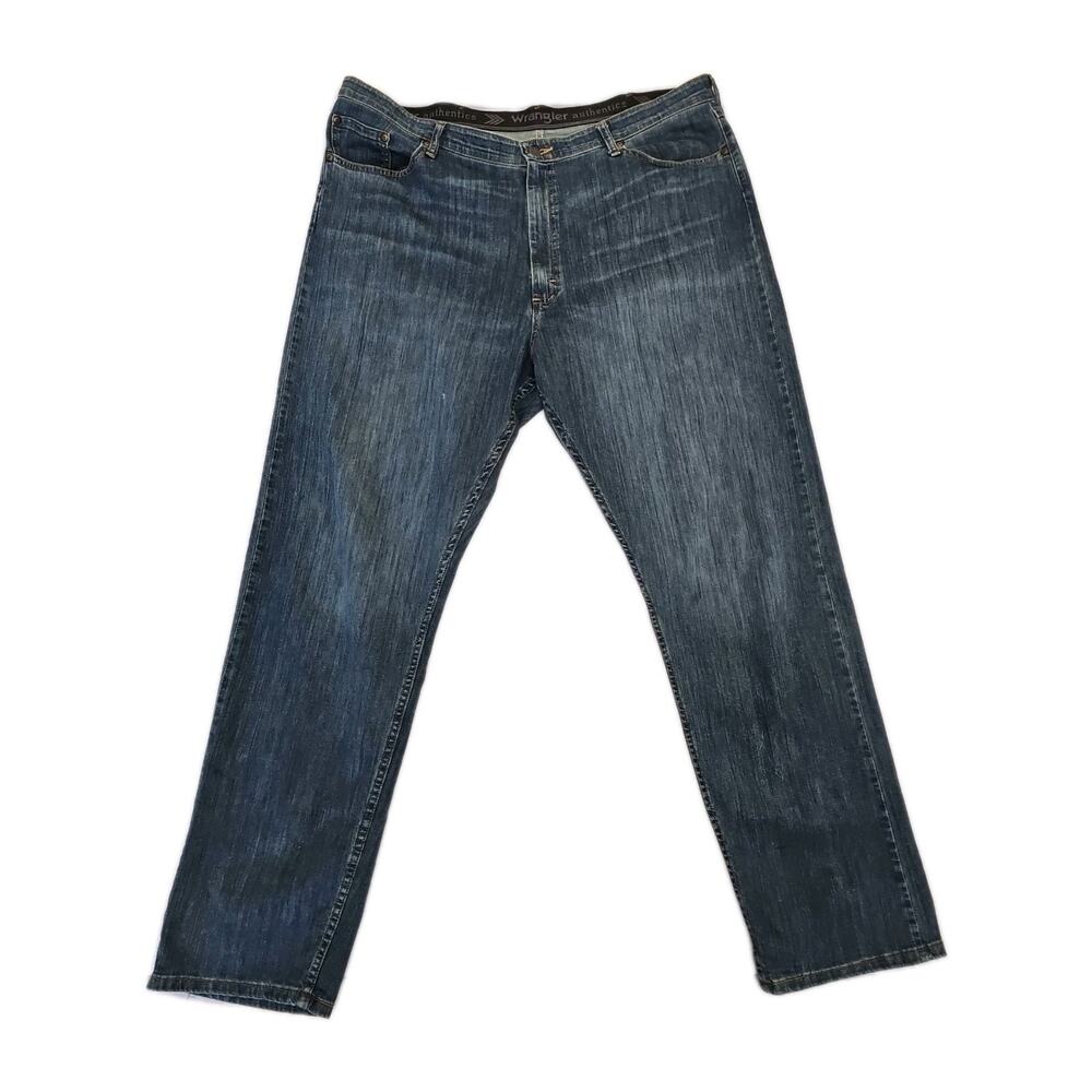Wrangler Authentics Hole Boot Denim Whiskered Western Cowboy Jeans Mens 40x34